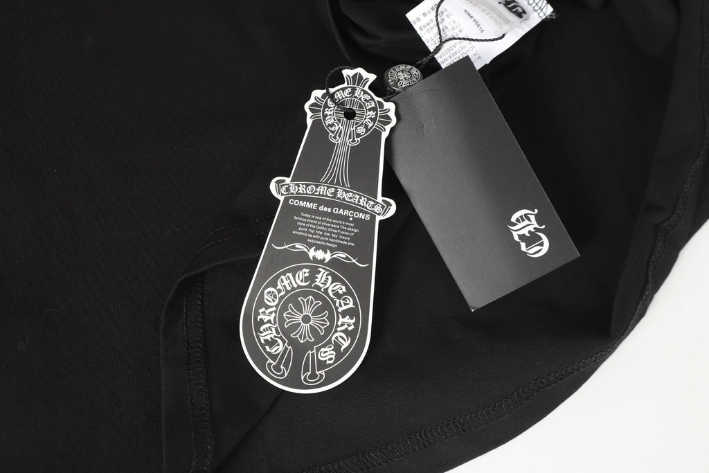 Chrome Hearts Logo Flag Long Sleeve Tee - Black White Gothic Street T-Shirt K2126